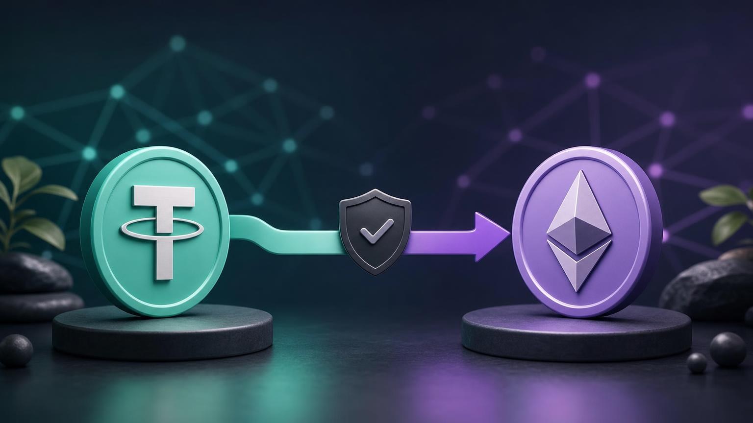 Проверка на мрежата, адресата и податоците при условна замена на USDT за ETH