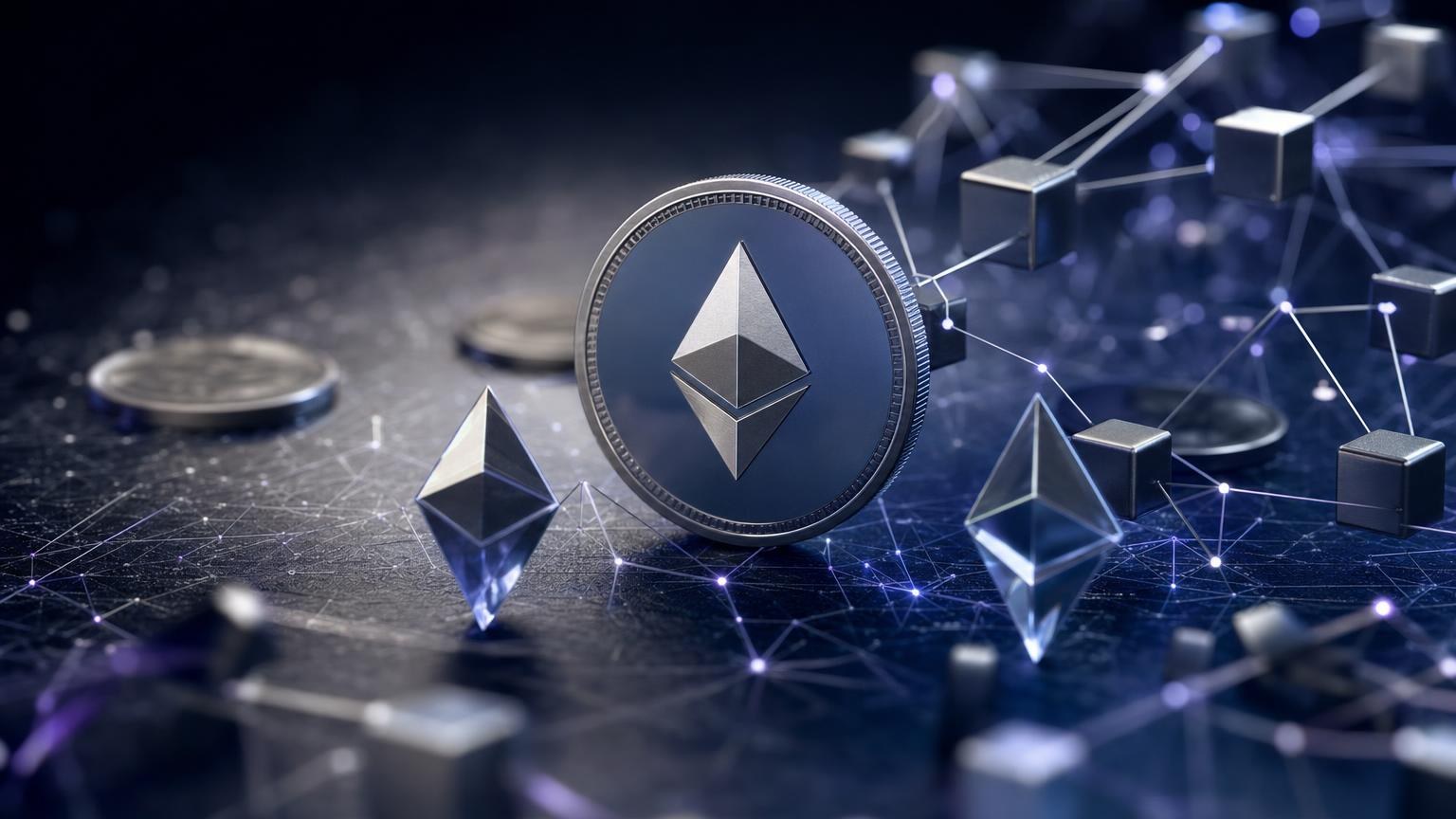 Трансакција со ETH прикажана како низа од блокови, мрежни потврди и проверка преку блокчејн-прелистувач